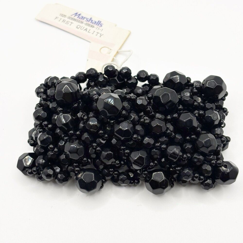 Black Bead Stretch Bracelet Brand New Evening Wear Formal Funeral Black Tie